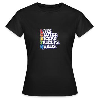LGBTQ Rainbow Pride Lats Glutes Biceps Triceps - Women's T-Shirt - black - Front - AI Model Female 172 dark (172cm)
