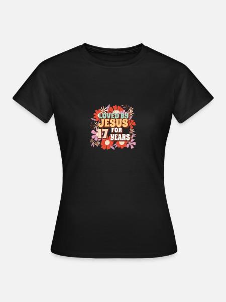 Loved By Jesus For 17 Years 17th Birthday - Dame-T-shirt - sort