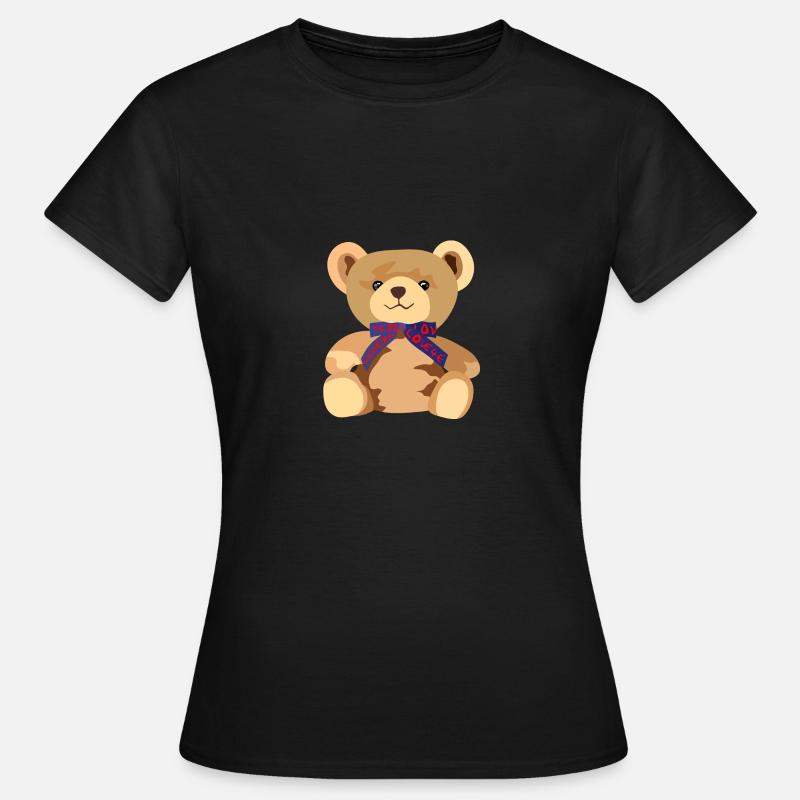 Teddy Bear Teddy Bear with blue ribbon - Women's T-Shirt - black