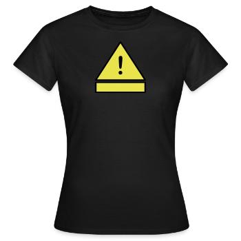 Point d'exclamation sur le triangle d'attention avec une plaque supplémentaire - T-shirt Femme - noir - Devant - AI Model Female 172 dark (172cm)