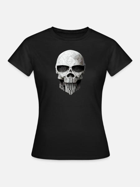Totenkopf Metall - Frauen T-Shirt - Schwarz