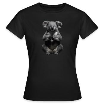 Koala en prière - T-shirt Femme - noir - Devant - AI Model Female 172 dark (172cm)
