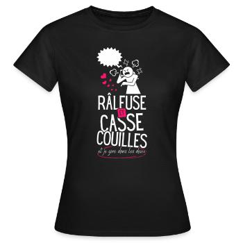 Râleuse casse couilles couille humour femme fille - T-shirt Femme - noir - Devant - AI Model Female 172 dark (172cm)