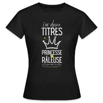 Princesse râleuse râler chiante femme humour - T-shirt Femme - noir - Devant - AI Model Female 172 dark (172cm)