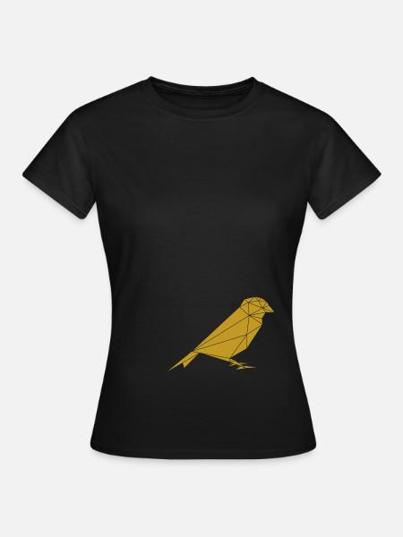 Vogel Spatz geometrisch - Frauen T-Shirt - Schwarz