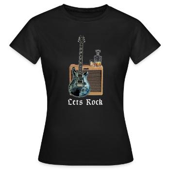 Let’s Rock | Guitare, Whisky, Amplificateur, Musique - T-shirt Femme - noir - Devant - AI Model Female 172 dark (172cm)
