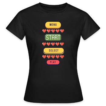 Menu Démarrer Sélectionner Jouer - T-Shirt Gaming - T-shirt Femme - noir - Devant - AI Model Female 172 dark (172cm)