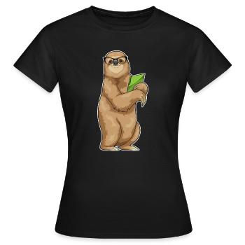 Faultier Sekretärin Ordner Büro - Frauen T-Shirt - Schwarz - Vorne - AI Model Female 172 dark (172cm)