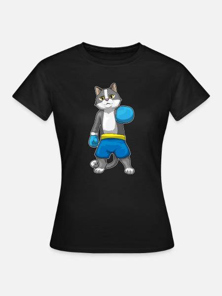 Katze Boxer Boxhandschuhe Boxen - Frauen T-Shirt - Schwarz