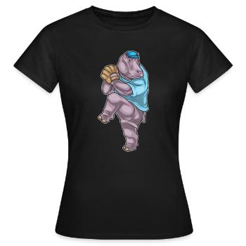 Hippopotamus Gant de baseball - T-shirt Femme - noir - Devant - AI Model Female 172 dark (172cm)