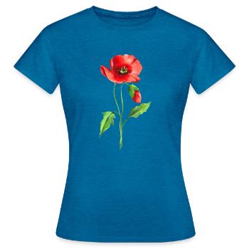 Blume - Frauen T-Shirt - Antikblaues Saphir meliert - Vorne - AI Model Female 172 dark (172cm)