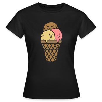 Crème glacée au chocolat vanille fraise - T-shirt Femme - noir - Devant - AI Model Female 172 dark (172cm)