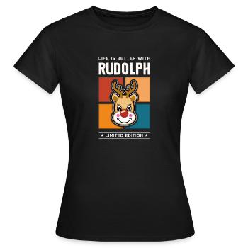 Rudolph - T-shirt Femme - noir - Devant - AI Model Female 172 dark (172cm)