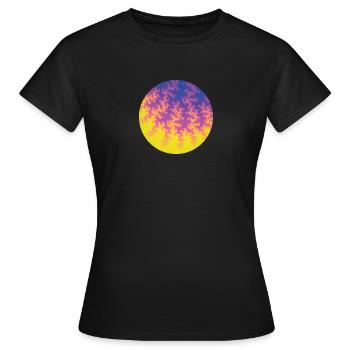 002 rund gelbpinkblau - Frauen T-Shirt - Schwarz - Vorne - AI Model Female 172 dark (172cm)