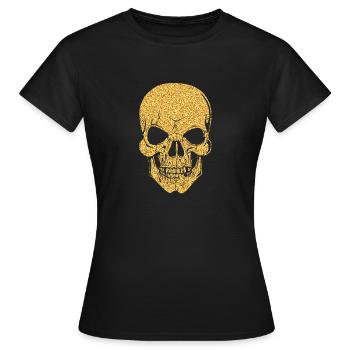 Totenkopf Totenschädel Skull Knochen Glitzer gold - Frauen T-Shirt - Schwarz - Vorne - AI Model Female 172 dark (172cm)