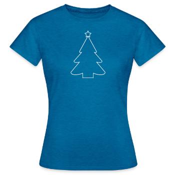 Weihnachtsbaum Kontur schlicht - Frauen T-Shirt - Antikblaues Saphir meliert - Vorne - AI Model Female 172 dark (172cm)
