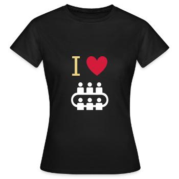 ★ Designfarben änderbar ★ I love meetings - Frauen T-Shirt - Schwarz - Vorne - AI Model Female 172 dark (172cm)