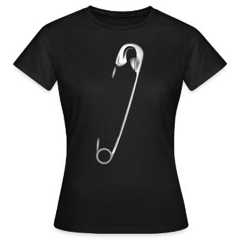 safety pin - Women's T-Shirt - black - Front - AI Model Female 172 dark (172cm)