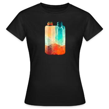 Zwei Trinkflaschen Retro - Frauen T-Shirt - Schwarz - Vorne - AI Model Female 172 dark (172cm)
