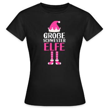 Große Schwester Elfe Grosse Schwester Geschenk - Frauen T-Shirt - Schwarz - Vorne - AI Model Female 172 dark (172cm)
