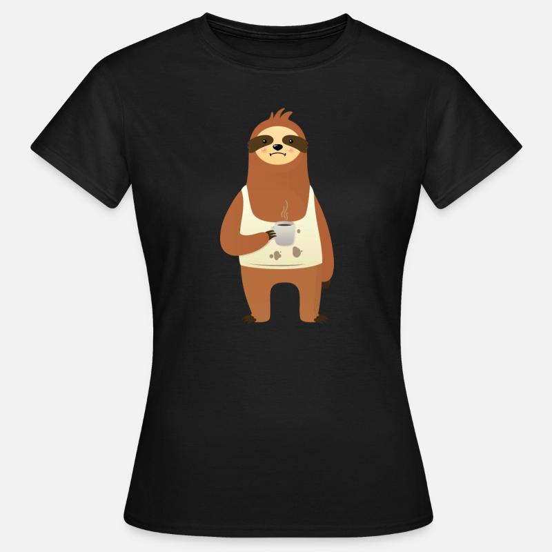 Cute Sloth With Coffee Cup - Women's T-Shirt - black