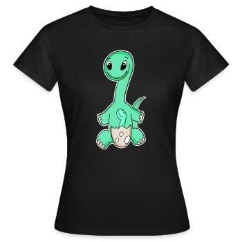 Dinosaures avec bébés dinosaures - T-shirt Femme - noir - Devant - AI Model Female 172 dark (172cm)