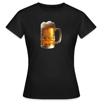 Une bière fraîche dans une chope de bière - T-shirt Femme - noir - Devant - AI Model Female 172 dark (172cm)