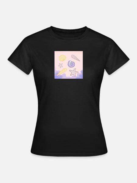 Pastellmeer Muscheln Seesterne - Frauen T-Shirt - Schwarz