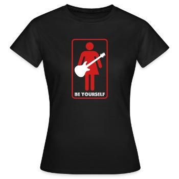 Be yourself | Woman Symbol, Guitar Concert - Women's T-Shirt - black - Front - AI Model Female 172 dark (172cm)