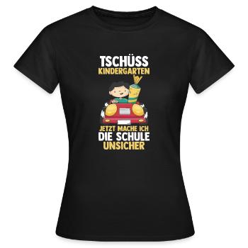 Tschüss Kindergarten Schulkind Einschulung Schulan - Frauen T-Shirt - Schwarz - Vorne - AI Model Female 172 dark (172cm)