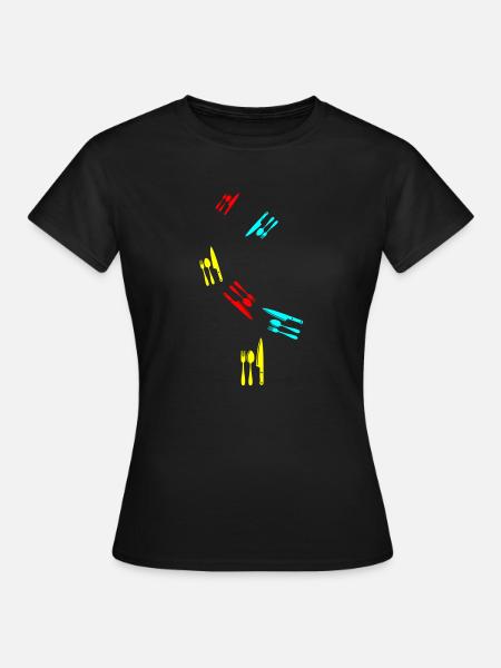 Gabel Besteck - Frauen T-Shirt - Schwarz