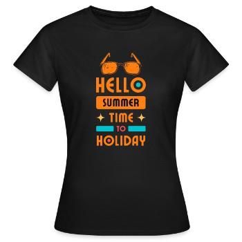 Bonjour l’été, c’est l’heure des vacances - T-shirt Femme - noir - Devant - AI Model Female 172 dark (172cm)