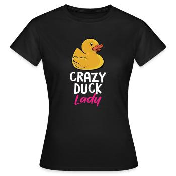 Crazy Rubber Duck Lady Funny Duckling Yellow Bath - Frauen T-Shirt - Schwarz - Vorne - AI Model Female 172 dark (172cm)