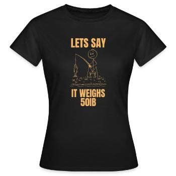 50 Pfund schwerer Fisch? - Stickman und die Geschichte des Fischers - Frauen T-Shirt - Schwarz - Vorne - AI Model Female 172 dark (172cm)