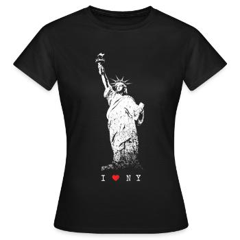 I Love NY New York Freiheitsstatue USA Skyline NYC - Frauen T-Shirt - Schwarz - Vorne - AI Model Female 172 dark (172cm)
