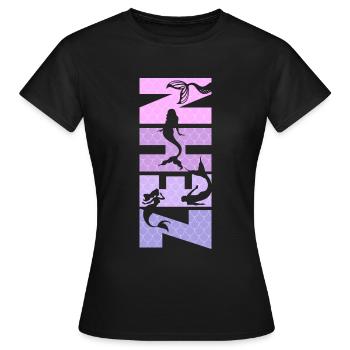 Kinder Geburtstag Mädchen 10 Jahre Meerjungfrau - Frauen T-Shirt - Schwarz - Vorne - AI Model Female 172 dark (172cm)