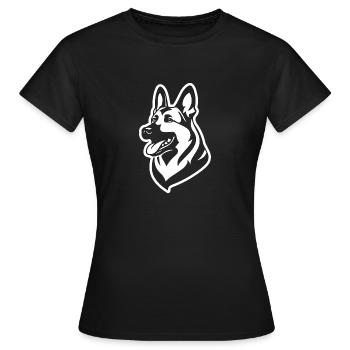 Schäferhund Hund Hundekopf - Frauen T-Shirt - Schwarz - Vorne - AI Model Female 172 dark (172cm)