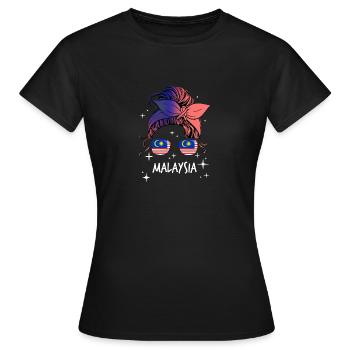 Malaysia - Frauen T-Shirt - Schwarz - Vorne - AI Model Female 172 dark (172cm)
