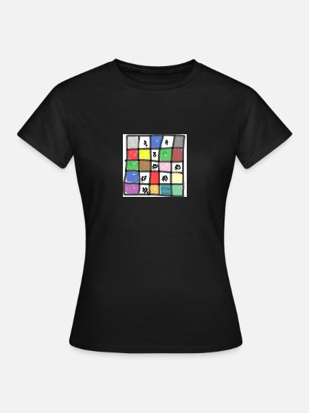 colorful square divided into squares, with numbers - Women's T-Shirt - black