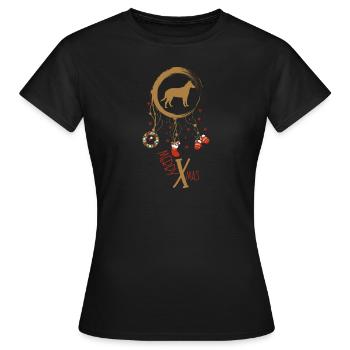 Glatter Collie Weihnachten Weihnachtstraumfänger - Frauen T-Shirt - Schwarz - Vorne - AI Model Female 172 dark (172cm)