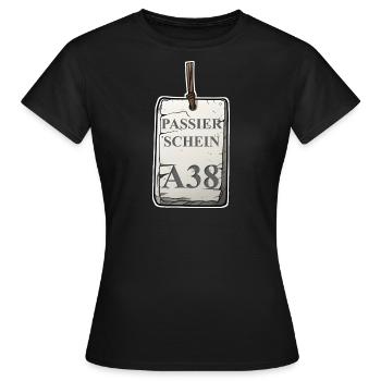 Passierschein A38 - Frauen T-Shirt - Schwarz - Vorne - AI Model Female 172 dark (172cm)