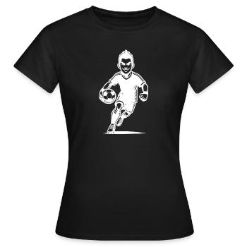 Dynamic soccer player with ball - Women's T-Shirt - black - Front - AI Model Female 172 dark (172cm)