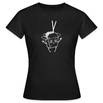 Chinesische Nudeln Box Comicfigur - Frauen T-Shirt - Schwarz - Vorne - AI Model Female 172 dark (172cm)