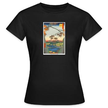Art japonais Hiroshige - T-shirt Femme - noir - Devant - AI Model Female 172 dark (172cm)