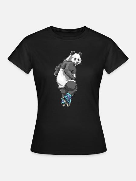 Panda Inline skating Inline skates - Frauen T-Shirt - Schwarz