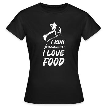 Je cours parce que j’aime la nourriture - T-shirt Femme - noir - Devant - AI Model Female 172 dark (172cm)