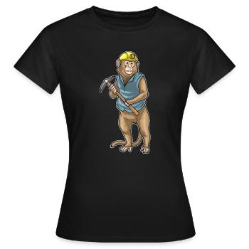 Affe Bergarbeiter Spitzhacke Bergbau - Frauen T-Shirt - Schwarz - Vorne - AI Model Female 172 dark (172cm)
