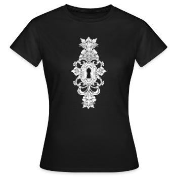 Antique Keyhole with Baroque Ornament - Women's T-Shirt - black - Front - AI Model Female 172 dark (172cm)