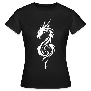 Tribal Dragon Silhouette - T-shirt Femme - noir - Devant - AI Model Female 172 dark (172cm)