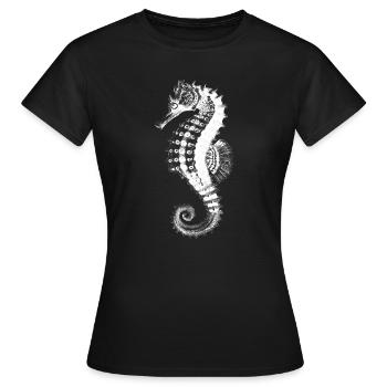 Silhouette d’hippocampe sur fond noir - T-shirt Femme - noir - Devant - AI Model Female 172 dark (172cm)
